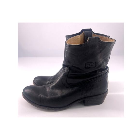 Frye Ankle Boots Womens Size 7.5 B Black Leather Booties Anna Shortie Basic - Picture 1 of 10